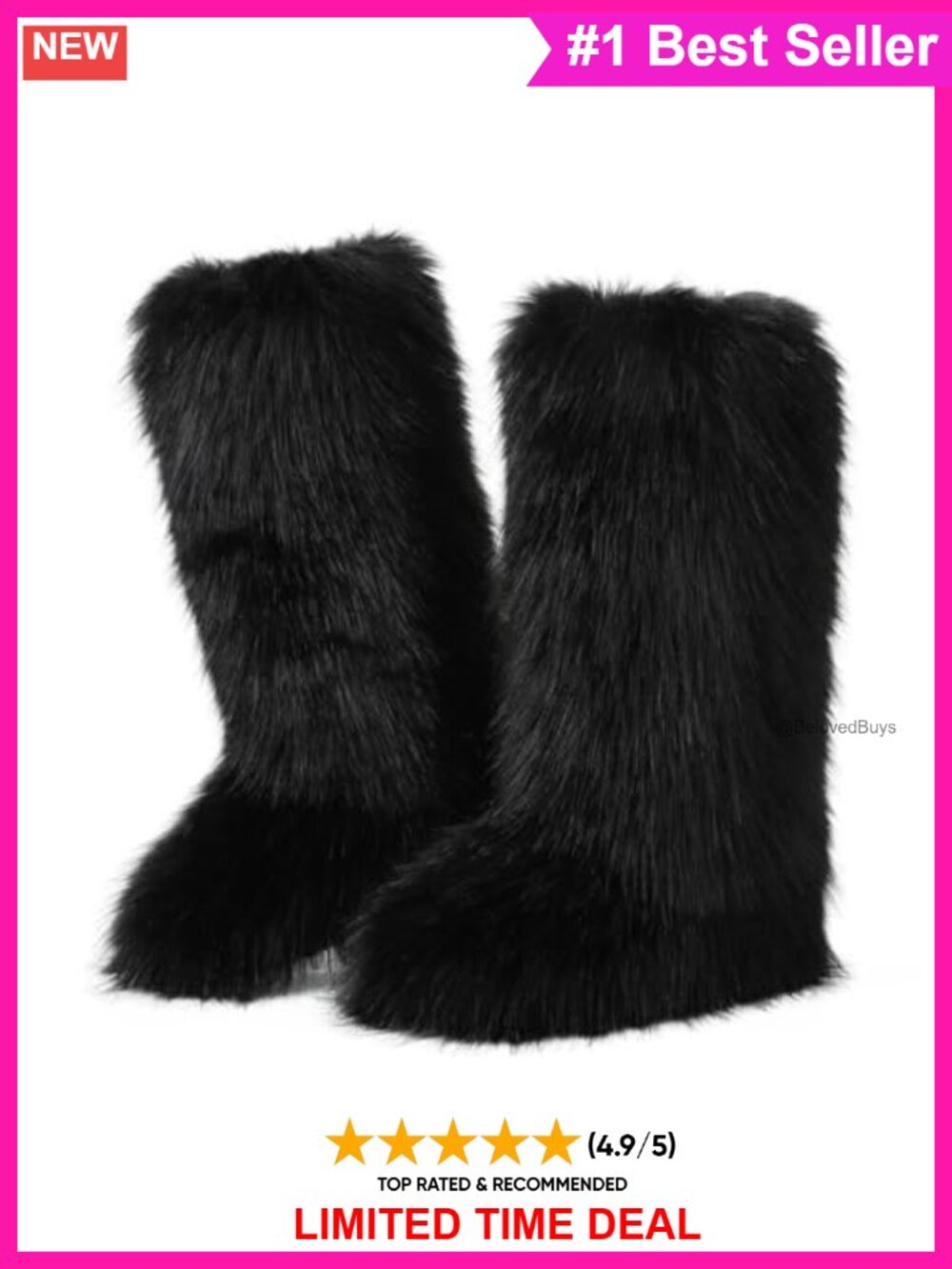 Faux Fur Knee High Winter Snow Boots Slip On Flats